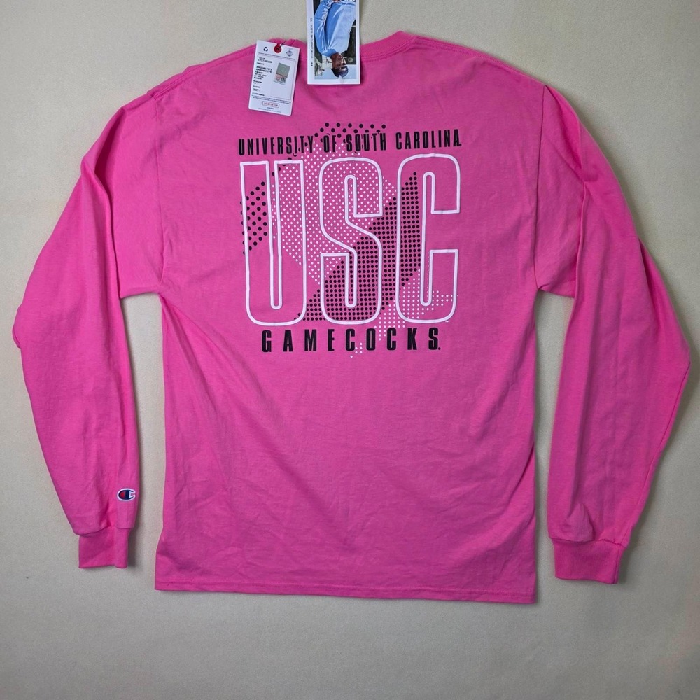 Champion University of South Carolina USC Gamecocks Long Sleeve Tee Pink Large L